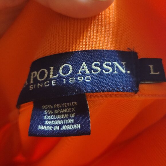 Men's Us Polo Assn Orange Polo Shirt Large - Picture 8 of 11